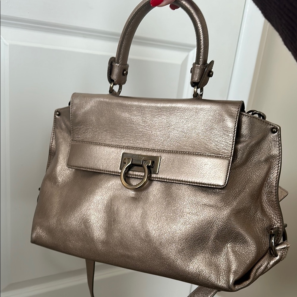 Salvatore Ferragamo Metallic Leather Sophia Bag